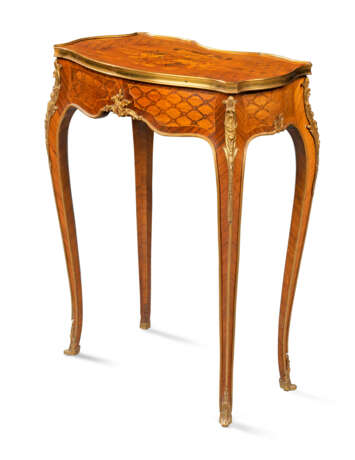 A PAIR OF FRENCH ORMOLU-MOUNTED KINGWOOD, ROSEWOOD, SATINWOOD, AND STAINED FRUITWOOD MARQUETRY OCCASIONAL TABLES - фото 2