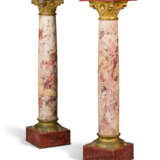A PAIR OF FRENCH ORMOLU-MOUNTED PINK MARBLE PEDESTALS - фото 1