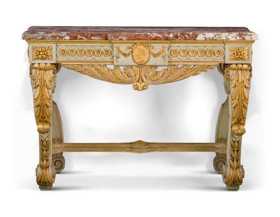 A FRENCH PARCEL-GILT AND GREY-PAINTED CONSOLE TABLE - фото 1
