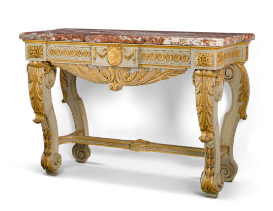A FRENCH PARCEL-GILT AND GREY-PAINTED CONSOLE TABLE - фото 2