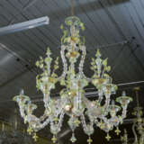 A PAIR OF ITALIAN FROSTED AND PALE-GREEN GLASS NINE-LIGHT CHANDELIERS - photo 2