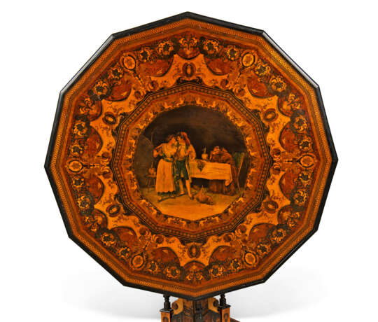 AN ITALIAN PENWORK, INTARSIA, EBONY AND STAINED FRUITWOOD MARQUETRY CENTRE-TABLE - фото 2