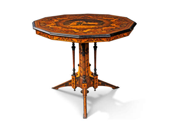 AN ITALIAN PENWORK, INTARSIA, EBONY AND STAINED FRUITWOOD MARQUETRY CENTRE-TABLE - фото 4