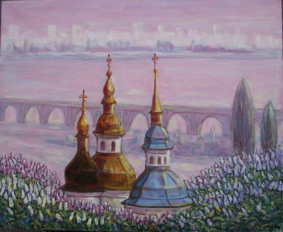 Картина «В монастыре Выдубичи.», Холст на подрамнике, Масляные краски, Реализм, Городской пейзаж, Украина, 2020 г. - фото 1