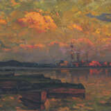 "Летний вечер на реке" Toile Peinture à l'huile Impressionnisme Peinture de paysage Russie 1980 - photo 1