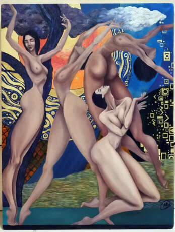 Gemälde „Annahme“, Leinwand, Blattgold Imitation, Modern, Genre Nude, Russland, 2020 - Foto 1