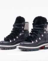 Paar Schnürstiefel Yeti Donna mit Nieten-Besatz