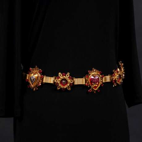 Dolce & Gabbana. Gürtel 'Devotion con Cuore' mit Herz- und Rosen-Dekor - Foto 1