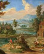 Pieter van Bredael. Weite Landschaft mit Hirten am Fluss