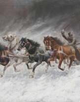 Quadriga von Wölfen verfolgt