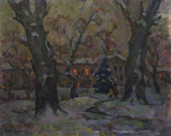 Gemälde „Am Abend“, Leinwand, Ölfarbe, Impressionismus, Landschaftsmalerei, Russland, 1985 - Foto 1