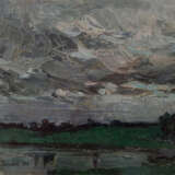Painting “On the lake”, Canvas on cardboard, Oil paint, Impressionist, Landscape painting, Russia, 1990 - photo 1