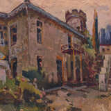 Painting “Southern town”, Cardboard, Oil paint, Impressionist, Cityscape, Russia, 1967 - photo 1