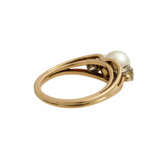 Ring mit Perle und Brillanten zusammen ca. 0,30 ct, - фото 3
