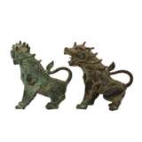 Paar asiatische Wächterlöwen aus Bronze. - photo 3