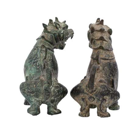 Paar asiatische Wächterlöwen aus Bronze. - фото 4