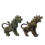 Paar asiatische Wächterlöwen aus Bronze. - photo 5