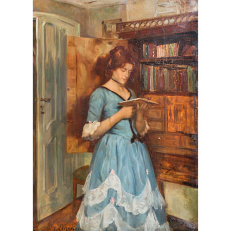LINGNER, OTTO (1856-1917) "Junge Frau beim Lesen" - photo 1