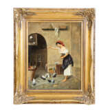 UBOLLI, H. (Maler/in 19. Jahrhundert), "Junge Frau die Tauben fütternd", - фото 2