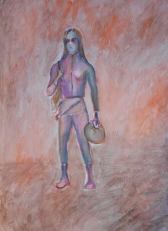Картина «девушка с шлемом», Ватман, Акварель, Импрессионизм, Бытовой жанр, 2021 г. - фото 1