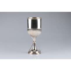 Cup with decoration in the form of a billiard cue and balls. England, London, 1893 Silver stamp. 