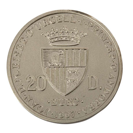 Andorra - 20 Diners 1997, "Euro", 1,46 Gramm Gold und - Foto 2