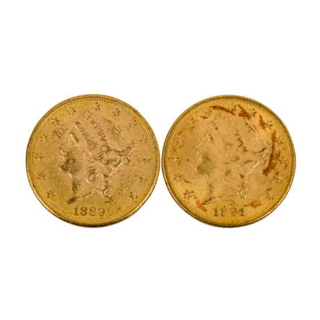 USA / GOLD - 2 x 20 Dollars 1889/S; 1891/S, - Foto 1