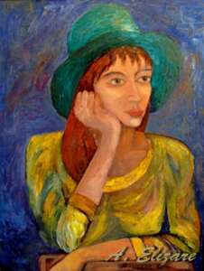 Portrait d'une jeune fille au chapeau vert