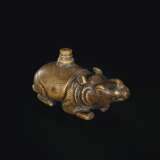 AN UNUSUAL BRONZE RHINOCEROS-FORM WATER POT AND A DROPPER - photo 2