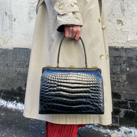 Handbag “Vintage crocodile leather bag Cro. France, genuine leather, handmade, 1950-1960”, Crocodile leather, France, 1950 - photo 9