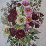 Painting “Mallow bouquet.”, Canvas on the subframe, Oil paint, Realist, Still life, Ukraine, 2020 - photo 1