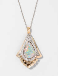 Opal-Diamant-Anhänger-/Clip mit Kette