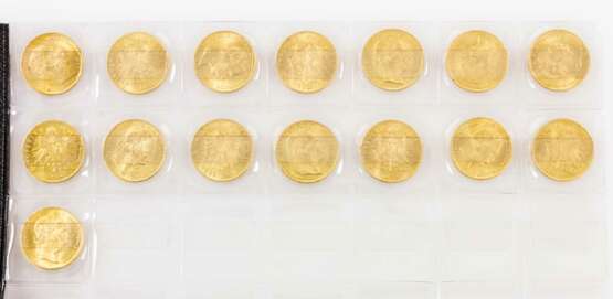 Großes 15-teiliges GOLDkonvolut Österreich - bestehend aus 15 x 8 Florin - Foto 2