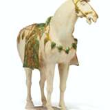 A LARGE SANCAI-GLAZED POTTERY FIGURE OF A CAPARISONED HORSE - фото 3