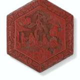 A CARVED RED LACQUER HEXAGONAL BOX AND COVER - photo 2