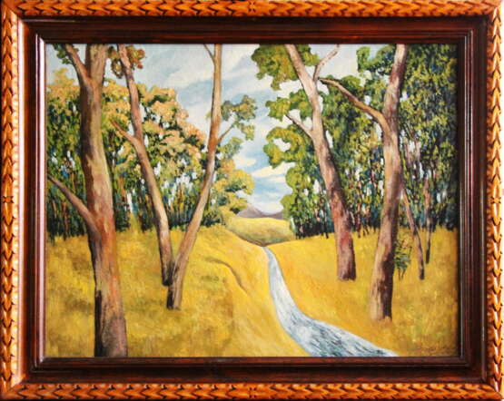 Design Painting “South grove with a stream”, Fiberboard, Oil paint, Modern, Landscape painting, Russia, 1998 - photo 1