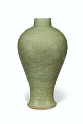 A CARVED LONGQUAN CELADON VASE, MEIPING