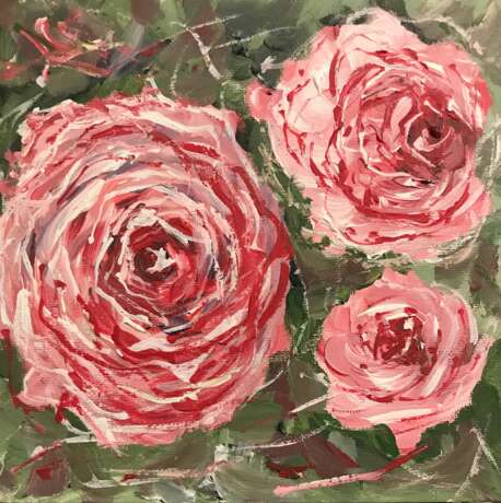 Painting “Roses”, Canvas, Acrylic paint, Impressionist, Russia, 2021 - photo 1