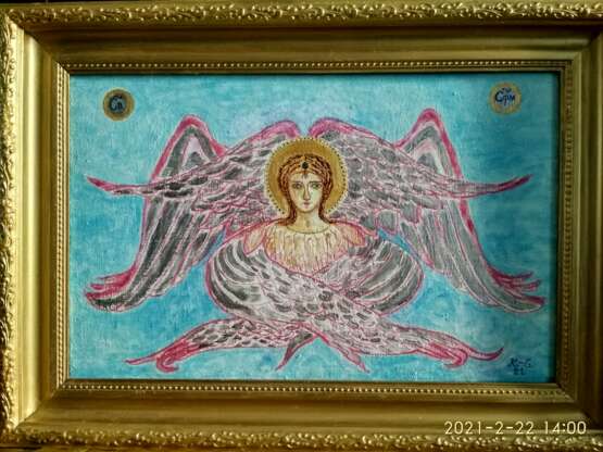Painting “Six-winged Seraphim.”, Canvas on the subframe, Mixed media, Neo-impressionism, Religious genre, Ukraine, 2021 - photo 1