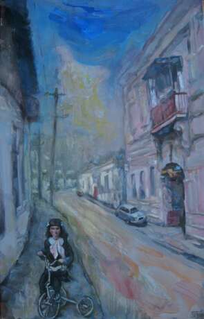 Painting “Across Evpatoria. The street”, Canvas on the subframe, Oil paint, Modern, Cityscape, Ukraine, 2020 - photo 1