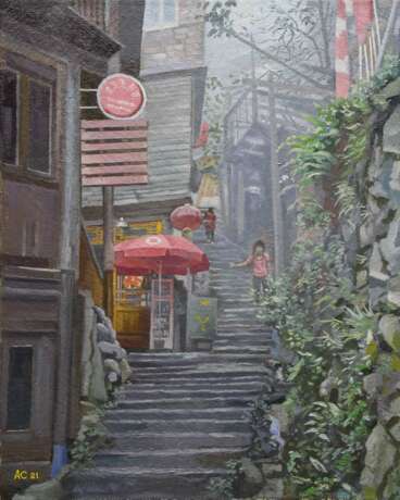 Painting “Mists of Ping Ana”, Canvas on the subframe, Oil paint, Realist, Cityscape, Russia, 2021 - photo 1