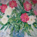 Painting “June peonies - full of joy”, Canvas on the subframe, Oil paint, Impressionist, Still life, Russia, 2021 - photo 1