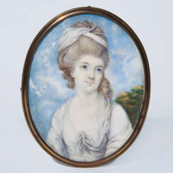 Portrait-Miniatur: Junge Dame mit Haarband