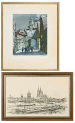 2 works: View of Rothenburg and Cologne