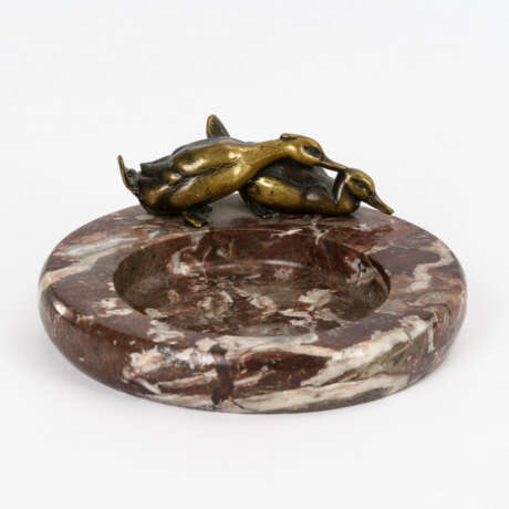 Marmorschale mit 2 Bronze-Enten - фото 1