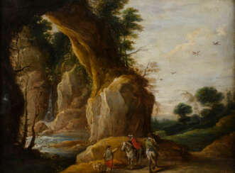 Rocky landscape with riders