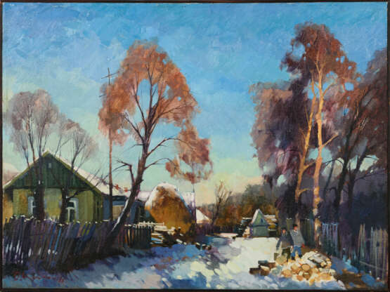 Russischer Maler: Sonnige Winterlandschaft - фото 1