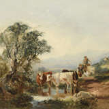 Bachufer mit Kühen und Reiter - фото 1