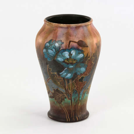 Kleine Jugendstil-Vase mit blauen Mohnblumen - фото 1