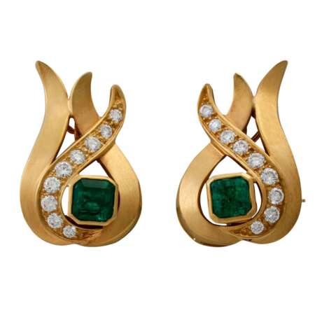 Paar Ohrringe mit feinen Smaragden und Brillanten - Foto 1